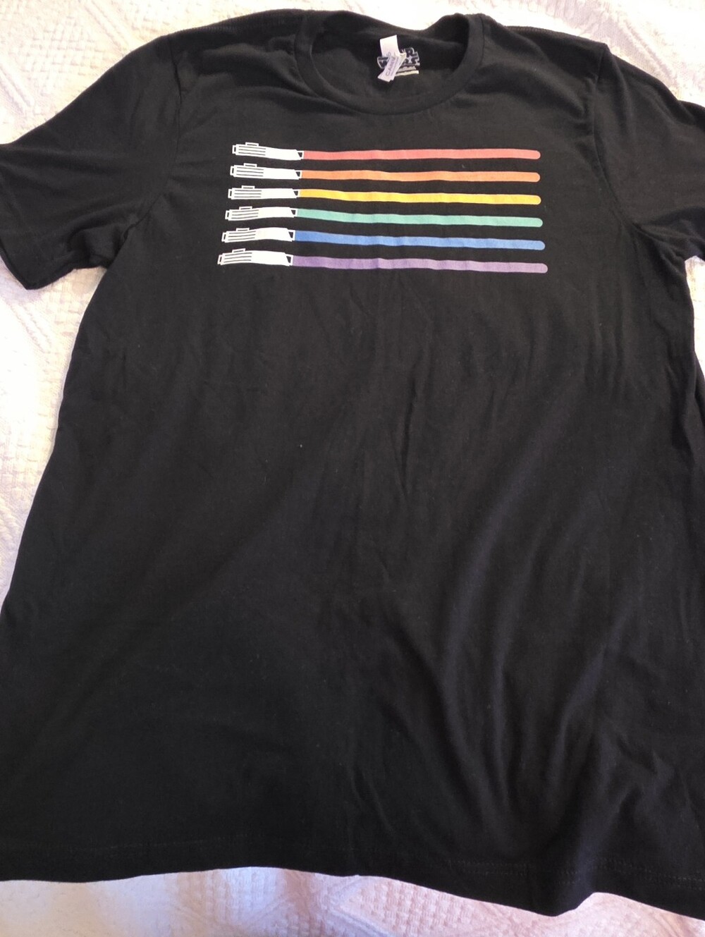 Star Wars Graphic Tee - Black With Pride Rainbow Light Sabers